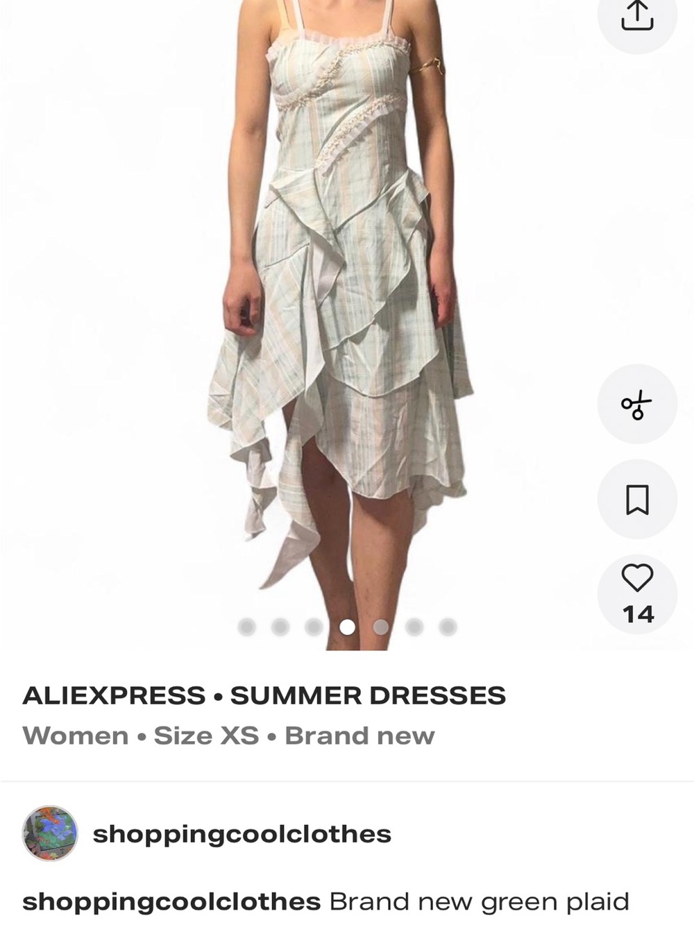 Express Pastel Stripe Asymmetrical Ruffle Sundress - Mint & Peach - Picture 4 of 7